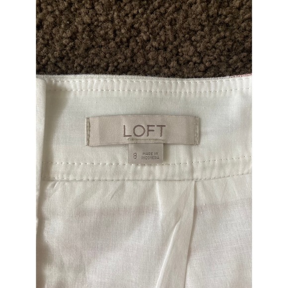 *2/24* Ann Taylor Loft Linen Blend White Striped Skirt Size 8 - Picture 3 of 7